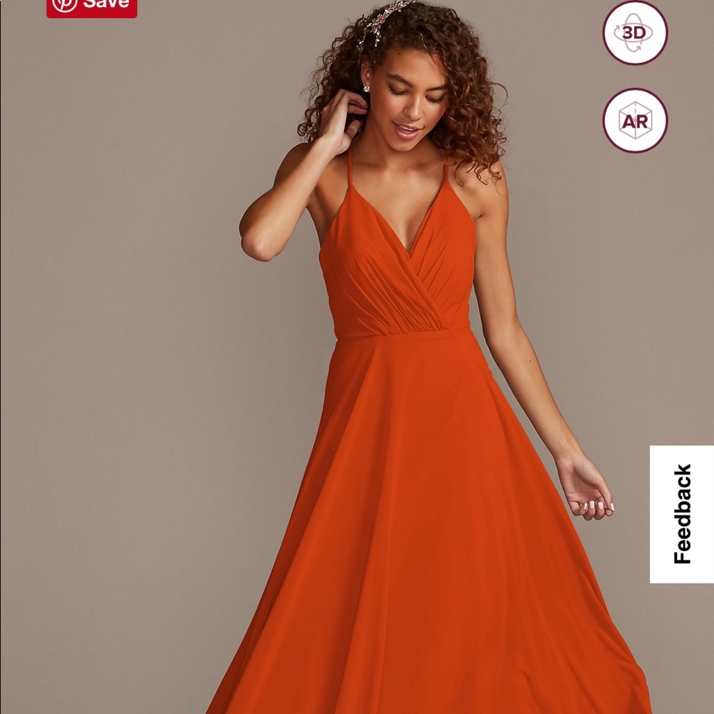 David’s Bridal spaghetti strap full skirt bridesmaid dress - Sienna color size 6